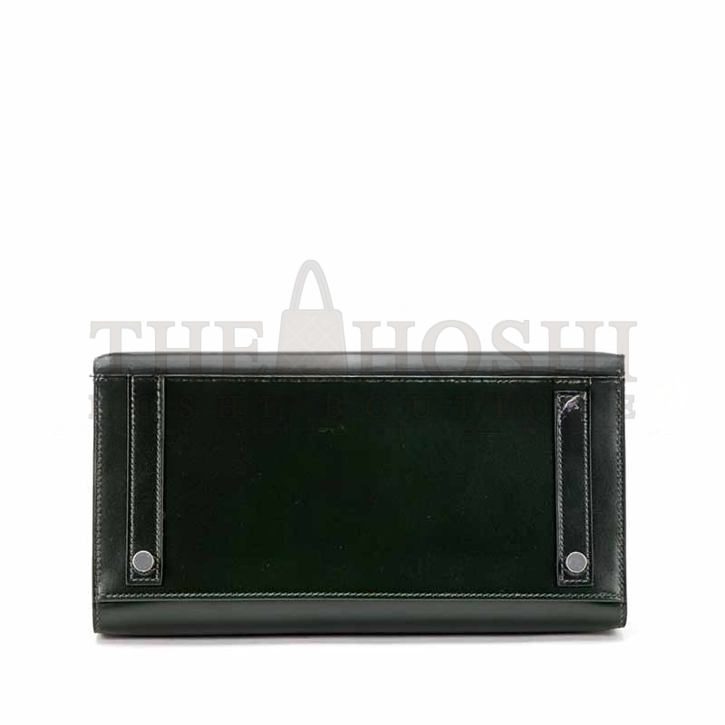 H**me5 BIRKIN 25 SELLIER VERT FONCE BOX CALF PALLADIUM HARDWARE  (25*20*13cm) Master Quality
